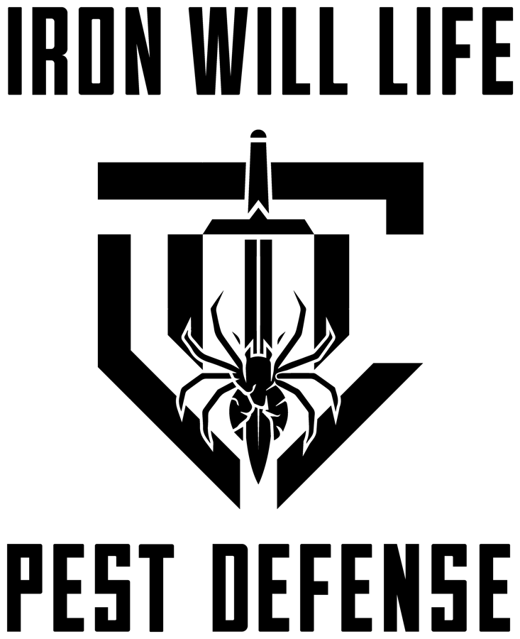 Iron Will Life Pest Defense – sword and spider shield emblem